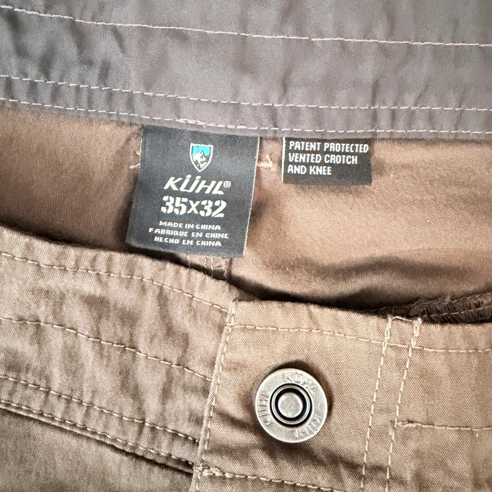 KUHL Men 35x32 Brown Lightweight Renegade Vented Hiking Work Pants Utility Gorp - Picture 4 of 11